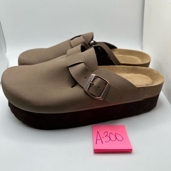 CUSHIONAIRE Women's Cork Footbed Platform Clog 8.5 BROWN - Picture 3 of 7